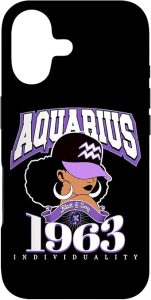 Aquarius 1963 Zodiac Queens Afro Astrology Birthday Case for iPhone 17 - Aquarius Phone Case for men