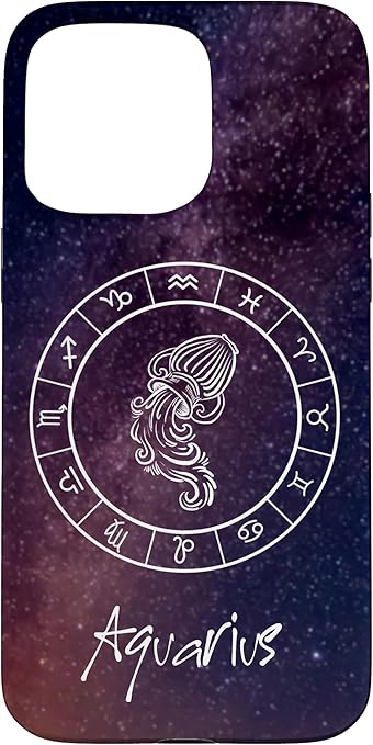 Cute Zodiac Sign Aquarius Phone Case for iPhone 15 Pro Max - Aquarius Phone Case for men