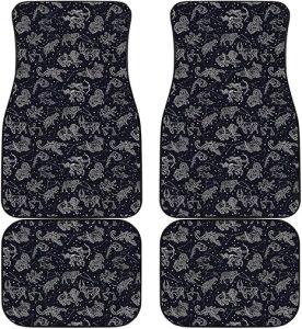 Zodiac Constellation Car Floor Mats Set - Front and Back | Astrology Pattern Print | Vehicle Interior Accessories | Non-Slip Rubber Backing | Universal Fit | Automotive Styling | Auto Decor Items - Virgo Car Floor Mat for men