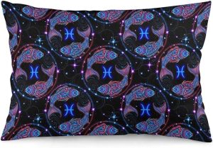 Smooth Pillowcase, Soft Pillow Plush Covers Compatible with Constellation Zodiac Sign Pisces, Luxury Cozy Pillow Cases with Hidden Zipper, 12x20 in - Pisces Pillow for men