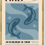 Pisces Zodiac Sign Canvas Print Art Print Vintage Wall Art Painting Cute Astrological Pictures Trendy Home Decor Wall Decoration for Living Room Bedroom (Wood Framed,12L x 16W) - Pisces Canvas for men