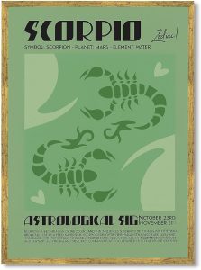 Scorpio Zodiac Poster Canvas Print Art Print Gothic Wall Art Elegant Astrological Sign Pictures Wall Decoration for Living Room Bedroom Dorm Room Office (Wood Framed,12L x 16W) - Scorpio Canvas for men