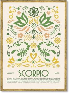 Scorpio Zodiac Art Print Canvas Print Wall Art Vintage Astrology Poster Elegant Home Decor Scorpio Painting Pictures for Living Room Apartment Wall Decoration (Wood Framed,12L x 16W) - Scorpio Canvas for men