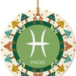 Pisces Sign Christmas Ornaments, Round Ceramic Porcelain Ornaments for Xmas Christmas Tree Decor, Home Ornament Office Decoration Xmas Souvenirs - Pisces Home Decor for men