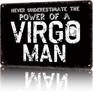 HUIMIS Vintage Metal Sign Virgo Men Power Astrology-Funny Wall Art Tin Signs Poster For Home Room Bedroom Man Cave Office Decor 8x12inch - Virgo Poster for men