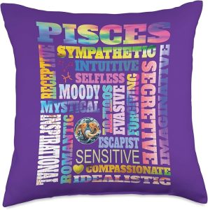 Characteristics of Pisces Zodiac Astrology Sign Horoscope Throw Pillow - Pisces Pillow for men