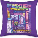 Characteristics of Pisces Zodiac Astrology Sign Horoscope Throw Pillow - Pisces Pillow for men