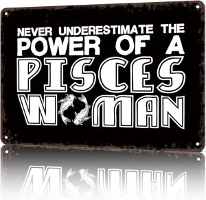 HUIMIS Vintage Metal Sign Pisces Woman Zodiac March-Funny Wall Art Tin Signs Poster For Home Room Bedroom Man Cave Office Decor 8x12inch - Pisces Canvas for men