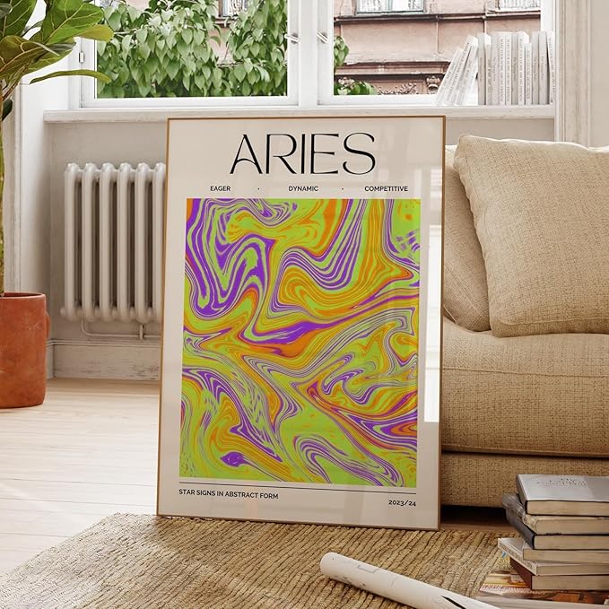Aries Zodiac Sign Wall Art Astrology Decor Star Print Horoscope Poster Celestial Artwork - Aries Poster for men