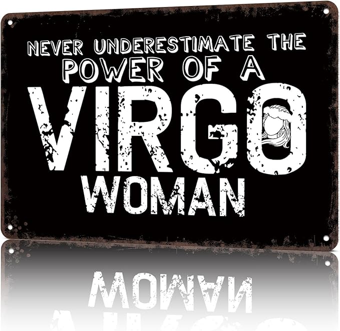 HUIMIS Vintage Metal Sign Virgo Power Women Zodiac-Funny Wall Art Tin Signs Poster For Home Room Bedroom Man Cave Office Decor 8x12inch - Virgo Poster for men