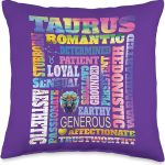 Characteristics of Taurus Zodiac Astrology Sign Horoscope Throw Pillow - Taurus Pillow for men