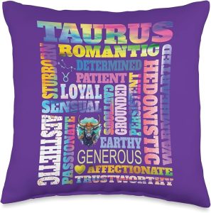 Characteristics of Taurus Zodiac Astrology Sign Horoscope Throw Pillow - Taurus Pillow for men