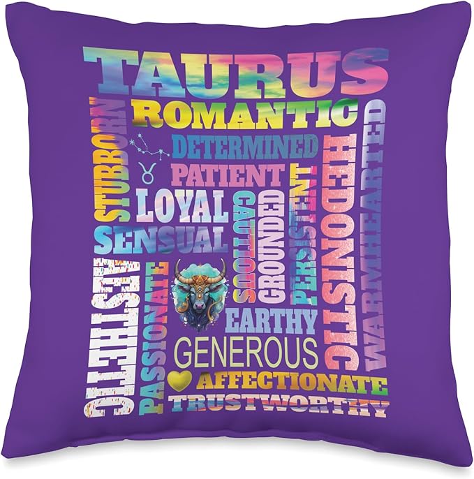 Characteristics of Taurus Zodiac Astrology Sign Horoscope Throw Pillow - Taurus Pillow for men
