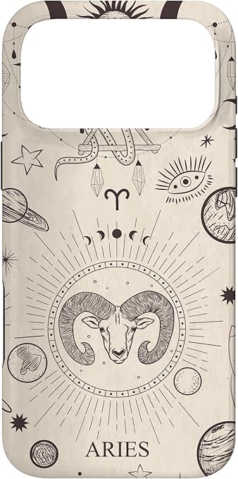 Astrological Planet Celestial Zodiac Sign Aesthetic Aries Case for iPhone 17 Pro Max - Aries Phone Case for men