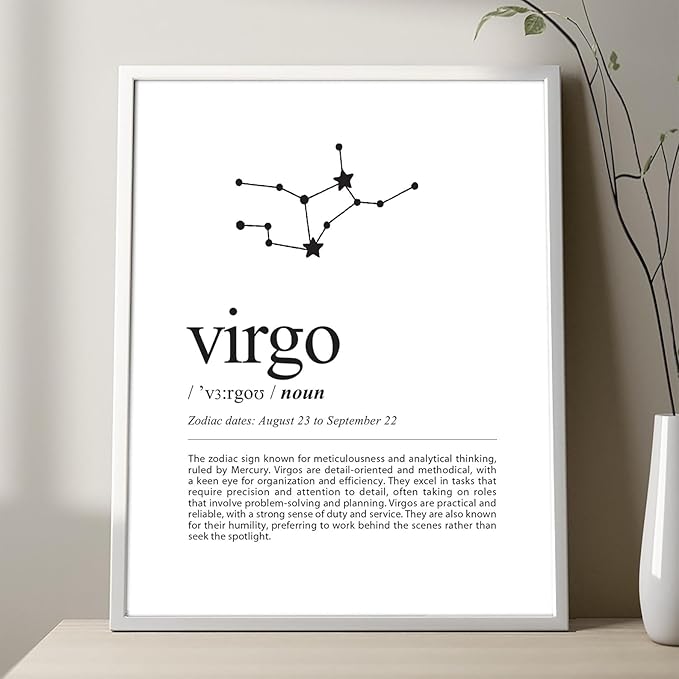Virgo Zodiac Sign Definition Art Print - Celestial Constellation Wall Decor - Virgo Poster for men