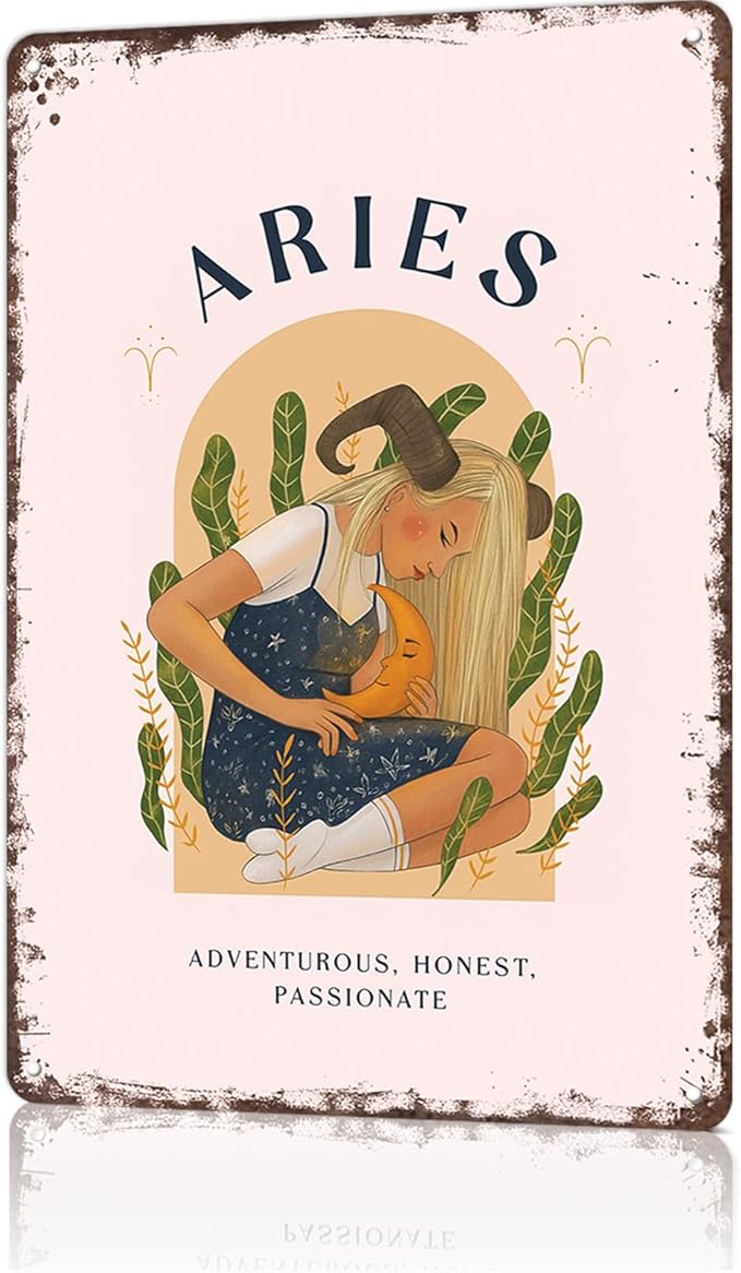 Funny Vintage Signs Posters Aries Print Wall Art for Bedroom Man Cave Garage Office Bar Decor 8X12inch - Aries Poster for men