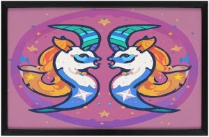 Framed Canvas Wall Art, Gemini Print Wall Art Decor, Wood High Framed Prints Posters for Home, Office, Horizontal Layout - Gemini Canvas for men