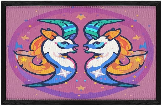 Framed Canvas Wall Art, Gemini Print Wall Art Decor, Wood High Framed Prints Posters for Home, Office, Horizontal Layout - Gemini Canvas for men