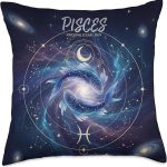 Pisces Awesome Zodiac Sign Yin and Yang Astrological Throw Pillow - Pisces Pillow for men