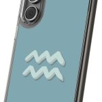 Hybrid Clear Phone Case for Apple iPhone 12 Pro, Aquarius Zodiac Print, Sturdy Backface with Soft Cushioned TPU Sides, Print in USA - Aquarius Phone Case for men