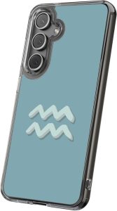 Hybrid Clear Phone Case for Apple iPhone 12 Pro, Aquarius Zodiac Print, Sturdy Backface with Soft Cushioned TPU Sides, Print in USA - Aquarius Phone Case for men