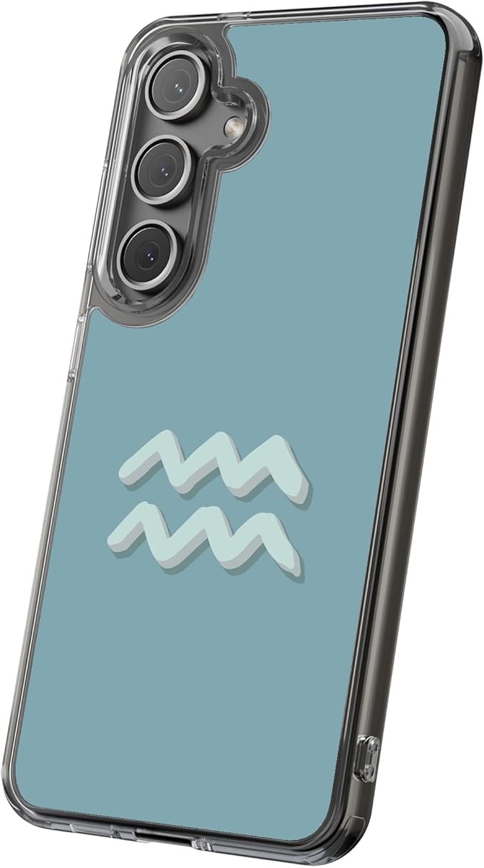 Hybrid Clear Phone Case for Apple iPhone 12 Pro, Aquarius Zodiac Print, Sturdy Backface with Soft Cushioned TPU Sides, Print in USA - Aquarius Phone Case for men