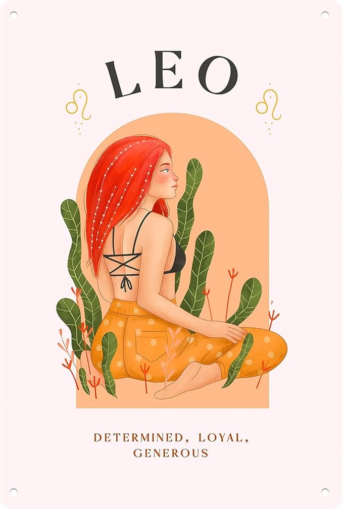 Leo Print Vintage Funny Metal Sign Retro Kitchen Bedroom Living Room Signs 8x12 Inch Wall Decor Posters for Traveler Bathroom Garden Garage Restaurant Dormitory - Leo Canvas for men