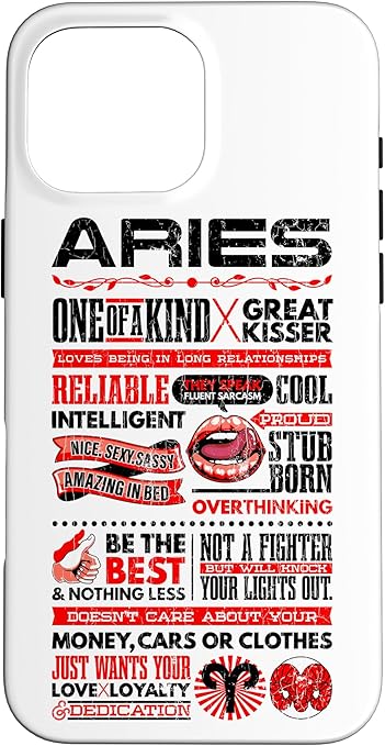 Aries Facts Funny Zodiac Sign Graphic Case for iPhone 16 Pro Max - Aries Phone Case for men
