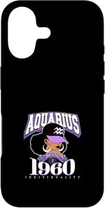 Aquarius 1960 Astro Year Melanated Queen Afro Goddess Case for iPhone 17 - Aquarius Phone Case for men