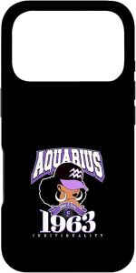 Aquarius 1963 Astro Year Melanated Queen Afro Goddess Case for iPhone 17 Pro - Aquarius Phone Case for men