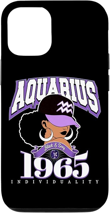 Aquarius 1965 Afro Queen Zodiac Birthday Gifts Case for iPhone 12/12 Pro - Aquarius Phone Case for men