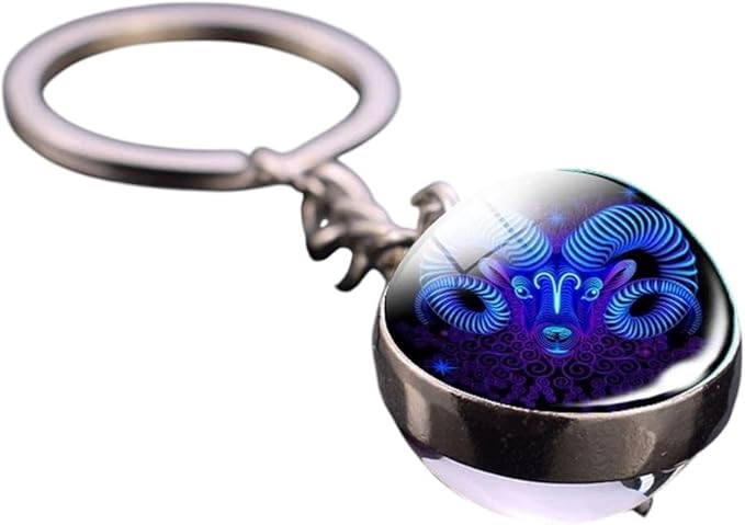 New 2026 12 Zodiac Sign Luminous Keychain Keyring Aries Taurus Gemini Cancer Leo Scorpio Constellation Key Chain Buckle Glowing Gifts Jewelry Fashion Accessories Creative Gift - Aries Keychain for men