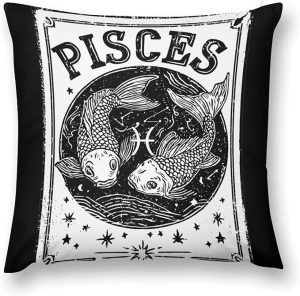 Pisces Constellation Two Fish Throw Pillow Covers Case Cushion Plush Pillowcase for Farmhouse Decor Sofa Bedroom - Pisces Pillow for men