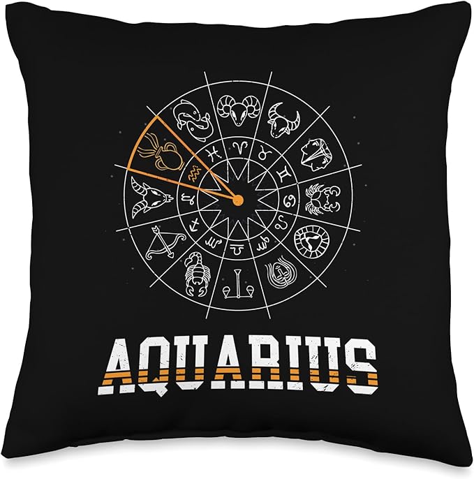 Aquarius Zodiac Sign Astrology Aquarius Zodiac Sign Throw Pillow - Aquarius Pillow for men