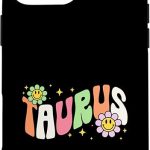 Taurus Groovy Flower Horoscope Astrology Zodiac Sign Case for iPhone 16 Pro Max - Taurus Phone Case for men
