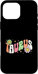 Taurus Groovy Flower Horoscope Astrology Zodiac Sign Case for iPhone 16 Pro Max - Taurus Phone Case for men