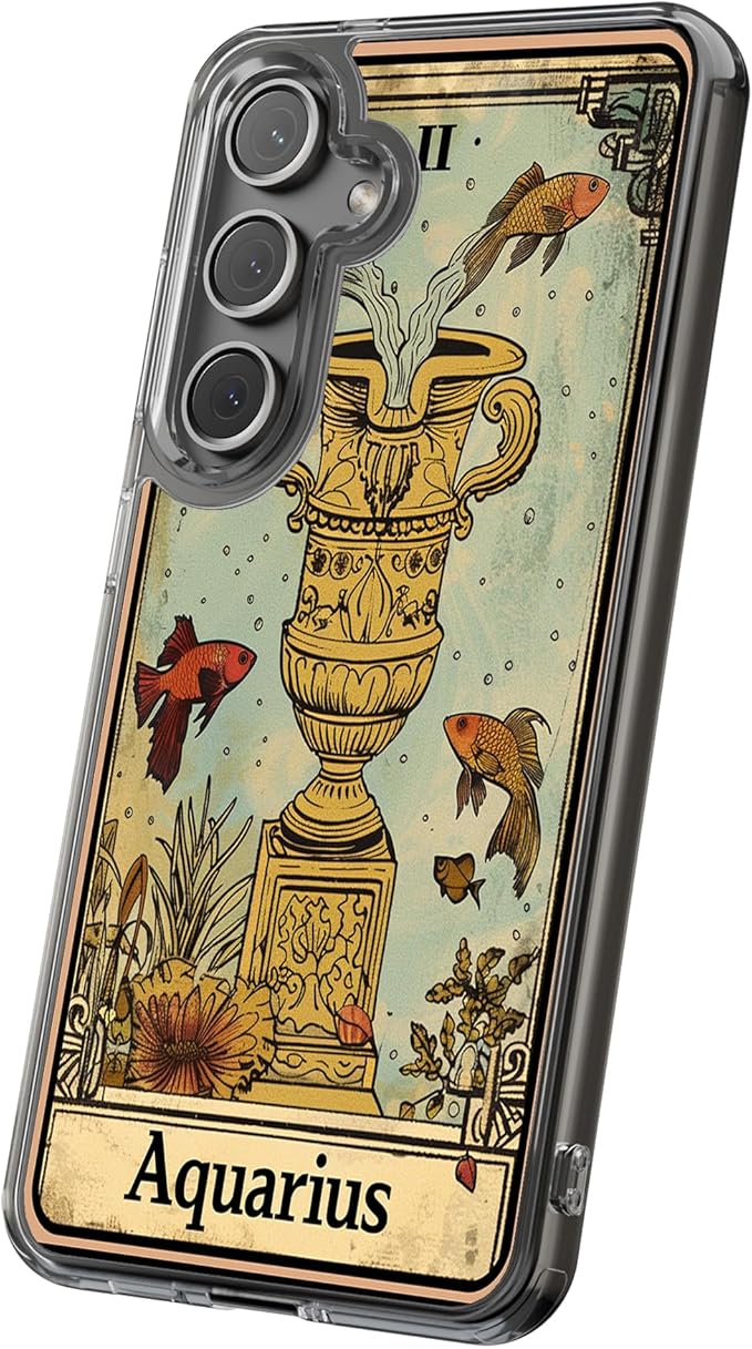 Hybrid Clear Phone Case for Apple iPhone 12 Pro, Zodiac Aquarius Print, Sturdy Backface with Soft Cushioned TPU Sides, Print in USA - Aquarius Phone Case for men