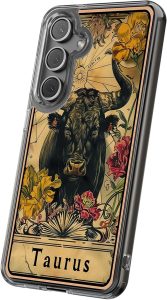 Hybrid Clear Phone Case for Apple iPhone 12, Zodiac Taurus Print, Sturdy Backface with Soft Cushioned TPU Sides, Print in USA - Taurus Phone Case for men