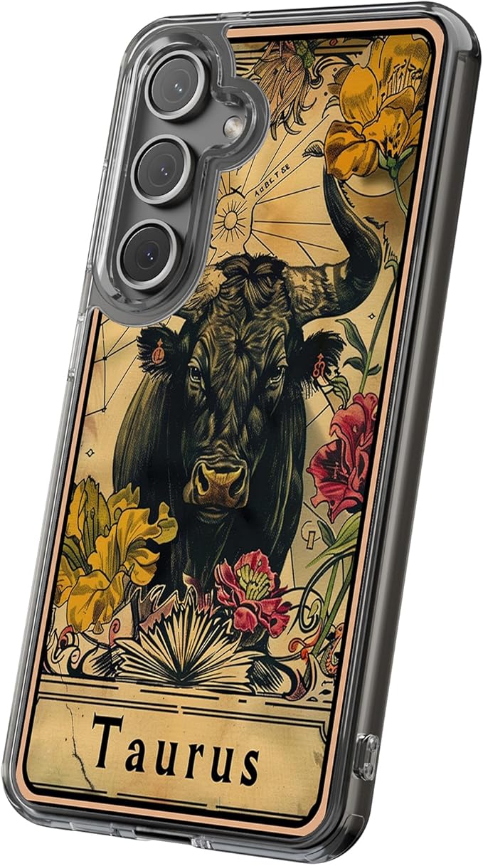 Hybrid Clear Phone Case for Apple iPhone 12, Zodiac Taurus Print, Sturdy Backface with Soft Cushioned TPU Sides, Print in USA - Taurus Phone Case for men