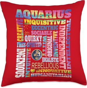 Characteristics of Aquarius Zodiac Astrology Sign Horoscope Throw Pillow - Aquarius Pillow for men