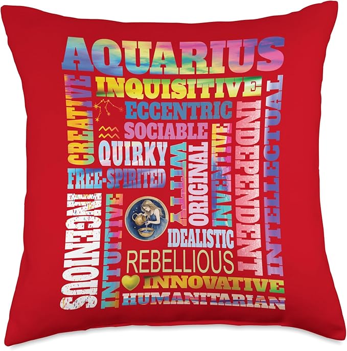 Characteristics of Aquarius Zodiac Astrology Sign Horoscope Throw Pillow - Aquarius Pillow for men