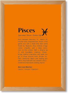 Pisces Zodiac Sign Canvas Print Art Print Modern Wall Art for Bedroom Decoration Astrology Pictures Elegant Painting Whimsical Dorm Room Wall Decor Home Decor (Wood Framed,12L x16W) - Pisces Canvas for men