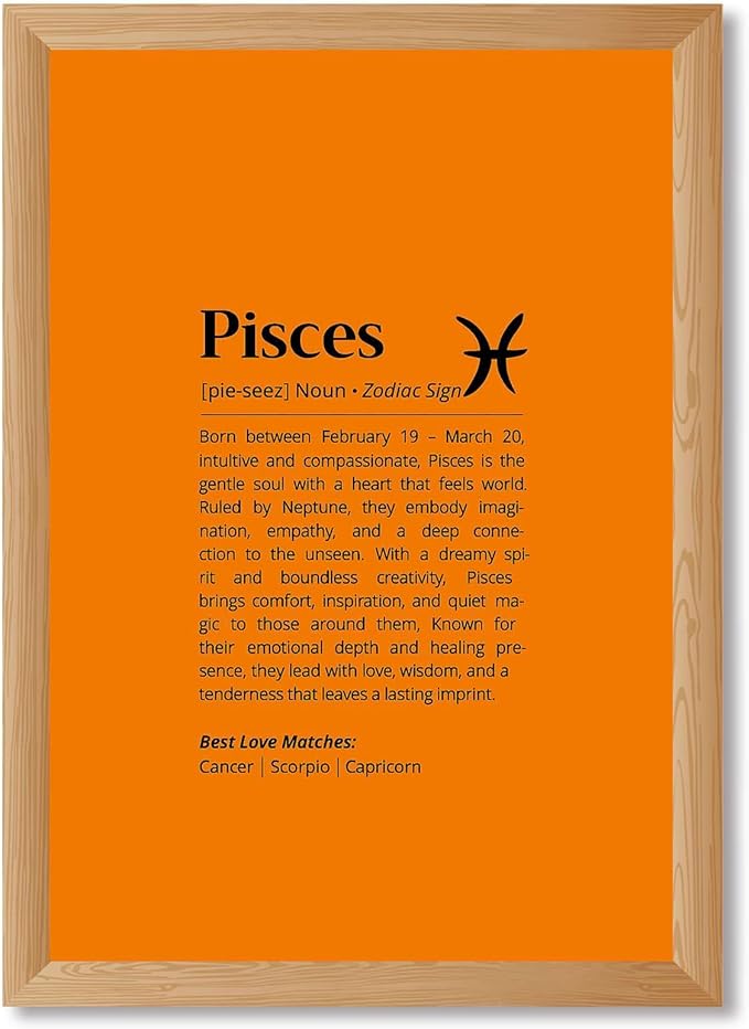 Pisces Zodiac Sign Canvas Print Art Print Modern Wall Art for Bedroom Decoration Astrology Pictures Elegant Painting Whimsical Dorm Room Wall Decor Home Decor (Wood Framed,12L x16W) - Pisces Canvas for men