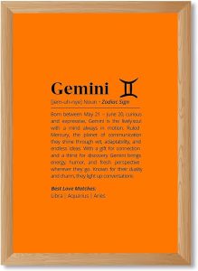 Gemini Zodiac Sign Canvas Print Art Print Minimalist Aesthetic Wall Art Trendy Poster Painting for Living Room Home DecorExquisite Wall DecorationDorm Room Pictures (Wood Framed,12L x16W) - Gemini Canvas for men