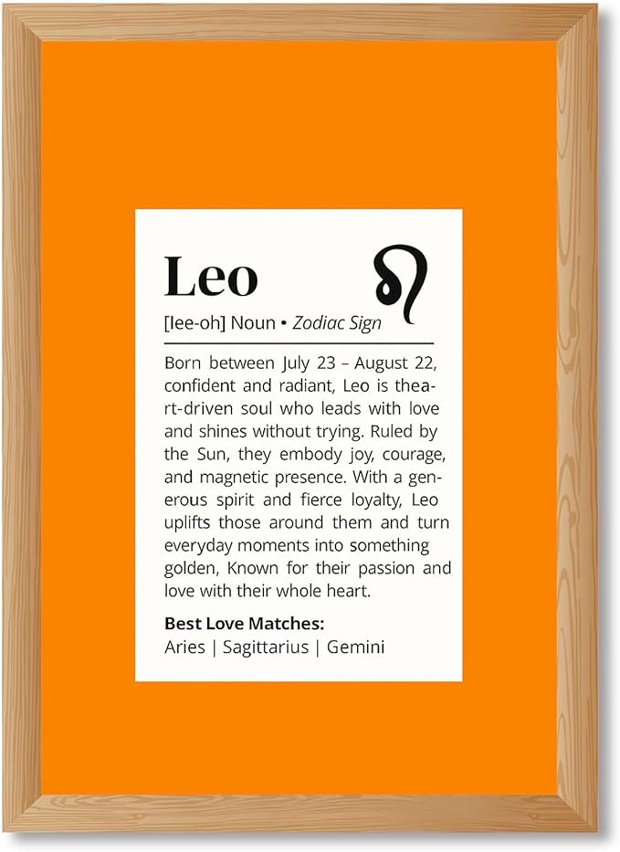Leo Zodiac Sign Canvas Print Art Print Modern Wall Art Painting Exquisite Astrology Pictures Home Decor Wall Decoration for Living Room Bedroom Office College (Wood Framed,12L x16W) - Leo Canvas for men
