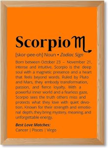 Scorpio Zodiac Sign Canvas Print Art Print Elegant Wall Art Painting Trendy Home Decor Pictures for Living Room Bedroom Minimalist Aesthetic Scorpio Wall Decor (Wood Framed,12L x16W) - Scorpio Canvas for men