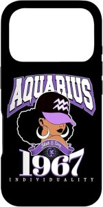 Aquarius 1967 Zodiac Queens Afro Astrology Birthday Case for iPhone 17 Pro - Aquarius Phone Case for men