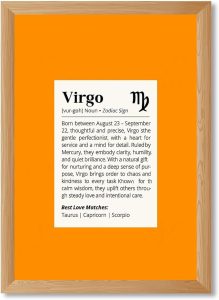 Virgo Zodiac Sign Canvas Print Art Print Minimalist Aesthetic Poster Painting Exquisite Wall Art for Living Room Bedroom DecorationModern Pictures Wall DecorCollege (Wood Framed,12L x16W) - Virgo Poster for men