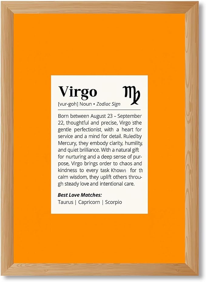 Virgo Zodiac Sign Canvas Print Art Print Minimalist Aesthetic Poster Painting Exquisite Wall Art for Living Room Bedroom DecorationModern Pictures Wall DecorCollege (Wood Framed,12L x16W) - Virgo Poster for men