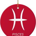 Pisces Sign Christmas Ornaments, Round Ceramic Porcelain Ornaments for Xmas Christmas Tree Decor, Home Ornament Office Decoration Xmas Souvenirs - Pisces Home Decor for men